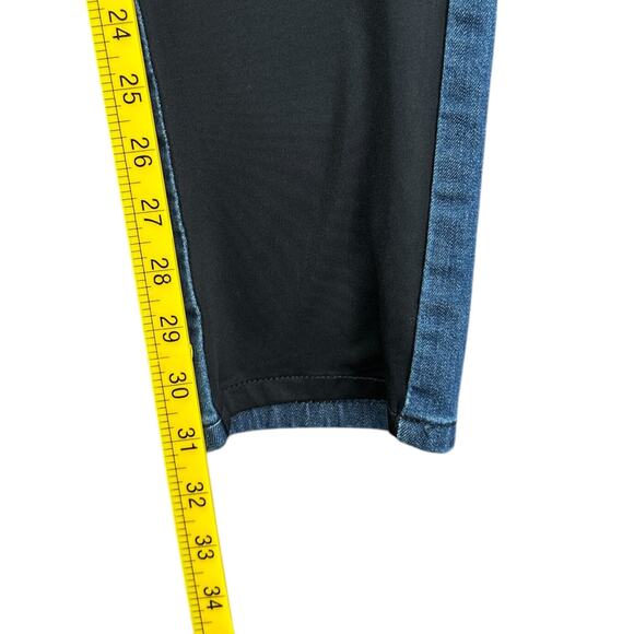 Venus Blue FAME Black Panel Mid-Rise Front Pocket Belt‎ Loop Jeans Womens 10 - Picture 5 of 7